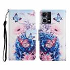 For OPPO Reno7 4G Colored Drawing Pattern Flip Leather Phone Case(Purple Butterfly) - 1