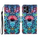For OPPO Reno7 4G Colored Drawing Pattern Flip Leather Phone Case(Mandala) - 1