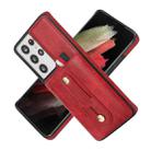 For Samsung Galaxy S21 Ultra 5G Wristband Kickstand Wallet Leather Phone Case(Red) - 2