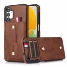 For Samsung Galaxy A73 5G Wristband Kickstand Wallet Leather Phone Case(Brown) - 1