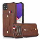 For Samsung Galaxy A42 5G Wristband Kickstand Wallet Leather Phone Case(Brown) - 1
