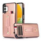For Samsung Galaxy A33 5G Wristband Kickstand Wallet Leather Phone Case(Rose Gold) - 1