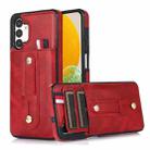 For Samsung Galaxy A13 5G / 4G Wristband Kickstand Wallet Leather Phone Case(Red) - 1