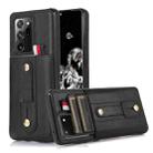 For Samsung Galaxy Note20 Wristband Kickstand Wallet Leather Phone Case(Black) - 1