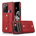 For Samsung Galaxy Note20 Ultra Wristband Kickstand Wallet Leather Phone Case(Red) - 1