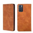 For OPPO Reno6 5G Skin Feel Magnetic Horizontal Flip Leather Phone Case(Light Brown) - 1