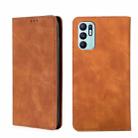 For OPPO Reno6 4G Skin Feel Magnetic Horizontal Flip Leather Phone Case(Light Brown) - 1