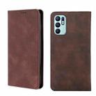 For OPPO Reno6 4G Skin Feel Magnetic Horizontal Flip Leather Phone Case(Dark Brown) - 1