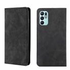 For OPPO Reno6 4G Skin Feel Magnetic Horizontal Flip Leather Phone Case(Black) - 1