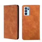 For OPPO Reno6 Pro 5G Skin Feel Magnetic Horizontal Flip Leather Phone Case(Light Brown) - 1