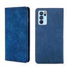 For OPPO Reno6 Pro 5G Skin Feel Magnetic Horizontal Flip Leather Phone Case(Blue) - 1