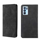 For OPPO Reno6 Pro 5G Skin Feel Magnetic Horizontal Flip Leather Phone Case(Black) - 1