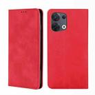 For OPPO Reno8 5G Skin Feel Magnetic Horizontal Flip Leather Phone Case(Red) - 1