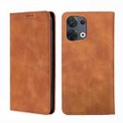 For OPPO Reno8 5G Skin Feel Magnetic Horizontal Flip Leather Phone Case(Light Brown) - 1