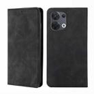 For OPPO Reno8 5G Skin Feel Magnetic Horizontal Flip Leather Phone Case(Black) - 1