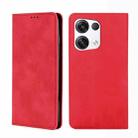 For OPPO Reno8 Pro+ 5G Skin Feel Magnetic Horizontal Flip Leather Phone Case(Red) - 1