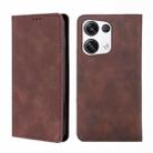 For OPPO Reno8 Pro+ 5G Skin Feel Magnetic Horizontal Flip Leather Phone Case(Dark Brown) - 1