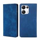 For OPPO Reno8 Pro+ 5G Skin Feel Magnetic Horizontal Flip Leather Phone Case(Blue) - 1