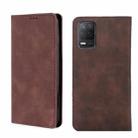 For OPPO Realme V13 5G Skin Feel Magnetic Horizontal Flip Leather Phone Case(Dark Brown) - 1