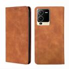 For vivo S15 5G Skin Feel Magnetic Horizontal Flip Leather Phone Case(Light Brown) - 1