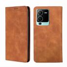 For vivo S15 Pro 5G Skin Feel Magnetic Horizontal Flip Leather Phone Case(Light Brown) - 1