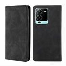 For vivo S15 Pro 5G Skin Feel Magnetic Horizontal Flip Leather Phone Case(Black) - 1