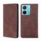 For vivo S15e 5G/T1 Snapdragon 778G Skin Feel Magnetic Horizontal Flip Leather Phone Case(Dark Brown) - 1