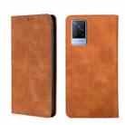 For vivo V21 4G/5G Skin Feel Magnetic Horizontal Flip Leather Phone Case(Light Brown) - 1