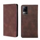 For vivo V21e 4G/Y73 2021 Skin Feel Magnetic Horizontal Flip Leather Phone Case(Dark Brown) - 1