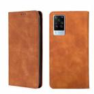 For vivo X60 Pro Overseas Version / X60 5G Curved Surface Version Skin Feel Magnetic Horizontal Flip Leather Phone Case(Light Brown) - 1