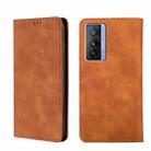 For vivo X70 Skin Feel Magnetic Horizontal Flip Leather Phone Case(Light Brown) - 1