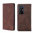 For vivo X70 Pro+ Skin Feel Magnetic Horizontal Flip Leather Phone Case(Dark Brown) - 1