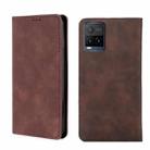 For vivo Y21/Y21s/Y33s Skin Feel Magnetic Horizontal Flip Leather Phone Case(Dark Brown) - 1