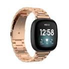 For Fitbit Versa 4/Sense 2/Versa 3/Sense 3 Beads Stainless Steel Watch Band(Rose Gold) - 1