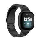 For Fitbit Versa 4/Sense 2/Versa 3/Sense 3 Beads Stainless Steel Watch Band(Black) - 1