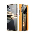 For Huawei Mate 40 RS Porsche Design Electroplated Lychee Genuine Leather Phone Case(Orange) - 1