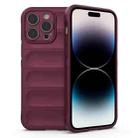 For iPhone 14 Pro Max Magic Shield TPU + Flannel Phone Case (Wine Red) - 1