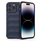 For iPhone 14 Pro Max Magic Shield TPU + Flannel Phone Case (Dark Blue) - 1