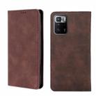 For Xiaomi Redmi Note 10 Pro China Skin Feel Magnetic Flip Leather Phone Case(Dark Brown) - 1