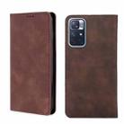 For Xiaomi Redmi Note 11 5G/Xiaomi Poco M4 Pro 5G Skin Feel Magnetic Flip Leather Phone Case(Dark Brown) - 1