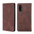 For Xiaomi Poco M4 5G Skin Feel Magnetic Flip Leather Phone Case(Dark Brown) - 1