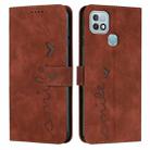 For Infinix Hot 10i Skin Feel Heart Pattern Leather Phone Case(Brown) - 1