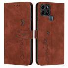 For Infinix Smart 6 Skin Feel Heart Pattern Leather Phone Case(Brown) - 1