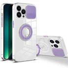 Sliding Camera Cover Design TPU Phone Case For iPhone 13 Pro(Purple) - 1