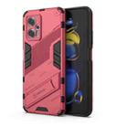 For Xiaomi Redmi Note 11T Pro 5G China Punk Armor 2 in 1 PC + TPU Shockproof Phone Case with Invisible Holder(Light Red) - 1