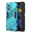 For Xiaomi Redmi Note 11T Pro 5G China Punk Armor 2 in 1 PC + TPU Shockproof Phone Case with Invisible Holder(Blue) - 1