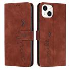 For iPhone 13 Skin Feel Heart Pattern Leather Phone Case(Brown) - 1