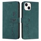 For iPhone 13 Skin Feel Heart Pattern Leather Phone Case(Green) - 1