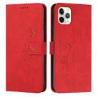 For iPhone 13 Pro Skin Feel Heart Pattern Leather Phone Case (Red) - 1