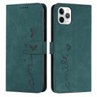 For iPhone 13 Pro Skin Feel Heart Pattern Leather Phone Case (Green) - 1